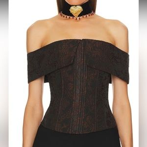 LPA Amara Corset Top in Brown & Black, Size S